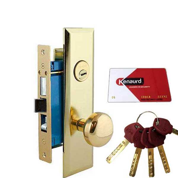 High Security Heavy Duty Mortise Knob Lock – 2-1/2″ Backset - US3 - Polished Brass - Entrance - RH - UHS Hardware