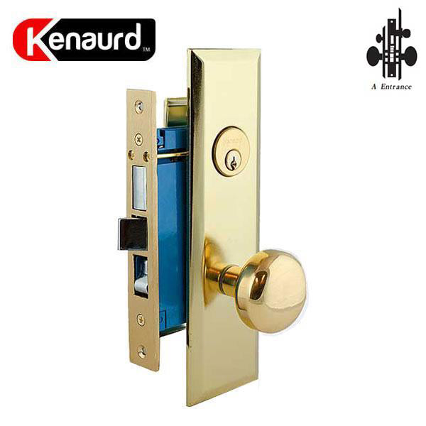 Heavy Duty Mortise Knob Lock - 2-1/2″ Backset - US3 - Polished Brass - Entrance - LH - UHS Hardware