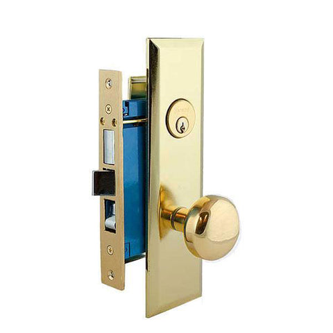 Heavy Duty Mortise Knob Lock - 2-1/2″ Backset - US3 - Polished Brass - Entrance - LH - UHS Hardware
