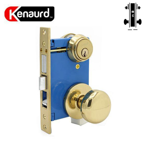 Mortise Lockset Gate Lock w/Knob - Double Sided - Gold (US3) - SC1 - UHS Hardware
