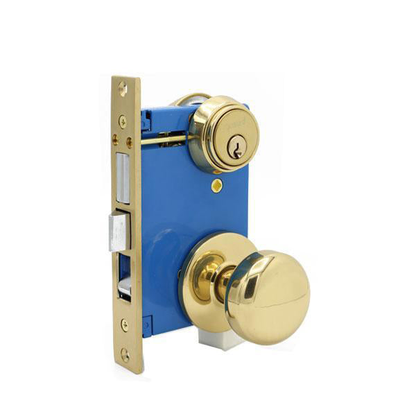 Mortise Lockset Gate Lock w/Knob - Double Sided - Gold (US3) - SC1 - UHS Hardware