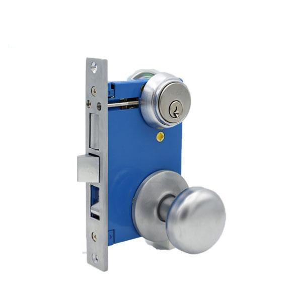 Mortise Lockset Gate Lock w/ Knob - Double Sided - Silver (US26D) - SC1 - UHS Hardware