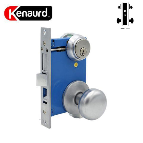 Mortise Lockset Gate Lock w/ Knob - Double Sided - Silver (US26D) - SC1 - UHS Hardware