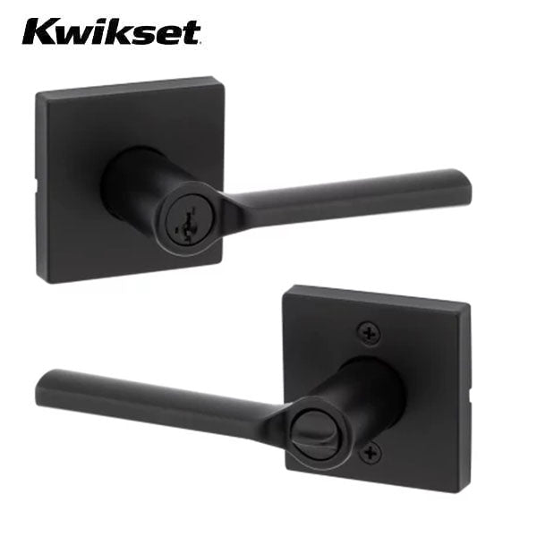 Kwikset - Lisbon Lever Set - Square Rose - Matte Black - Entry - SmartKey Technology - Grade 2 - UHS Hardware