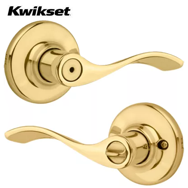 Kwikset - 300BL  - Balboa Lever - Round Rose - 3 - Polished Brass - Privacy - Grade 3 - UHS Hardware