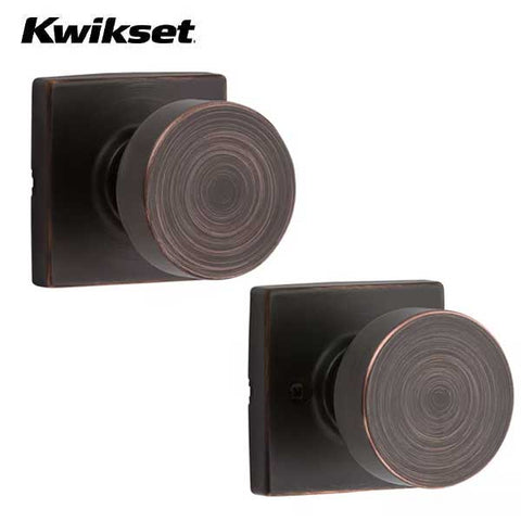 Kwikset - 720PSK - Pismo Knob  - Square Rose - Passage - 11P - Venetian Bronze - SmartKey Technology - Grade 3 - UHS Hardware
