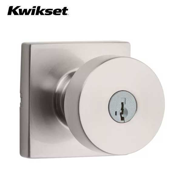 Kwikset - 740PSK - Pismo Knob  - Square Rose - Entrance - 15 - Satin Nickel - SmartKey Technology - Grade 3 - UHS Hardware