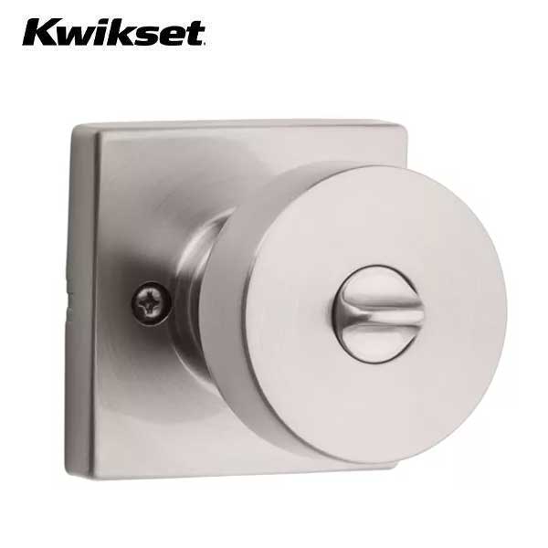Kwikset - 740PSK - Pismo Knob  - Square Rose - Entrance - 15 - Satin Nickel - SmartKey Technology - Grade 3 - UHS Hardware