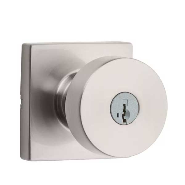 Kwikset - 740PSK - Pismo Knob  - Square Rose - Entrance - 15 - Satin Nickel - SmartKey Technology - Grade 3 - UHS Hardware