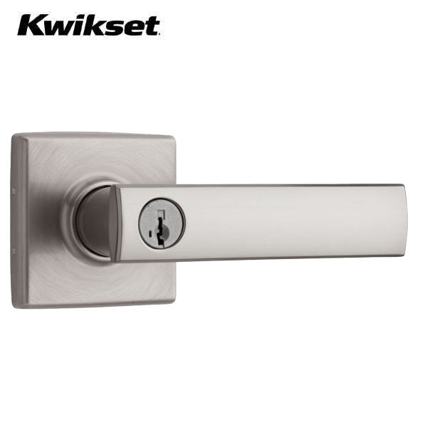 Kwikset - 740VDL - Vedani Lever - Square Rose - 15 - Satin Nickel - Entrance - KW1 - SmartKey Technology - Grade 2 - UHS Hardware