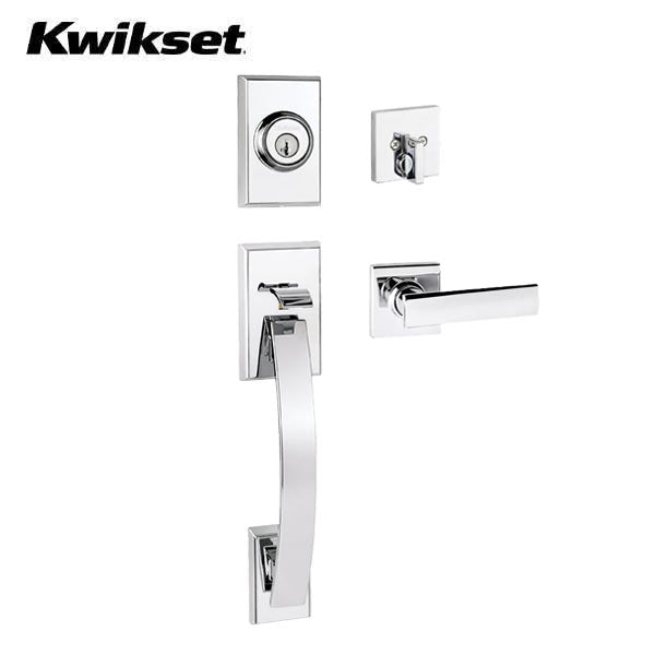 Kwikset - 800TVHXVDL - Tavaris Handleset w/ Vedani Lever - Rectangle Rose - Entrance - KW1 - SmartKey Technology - Grade 1 - UHS Hardware