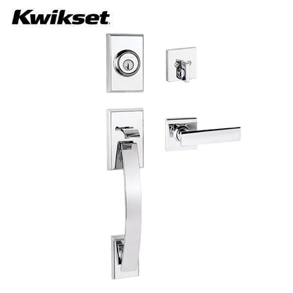 Kwikset - 800TVHXVDL - Tavaris Handleset w/ Vedani Lever - Rectangle Rose - Entrance - KW1 - SmartKey Technology - Grade 1 - UHS Hardware