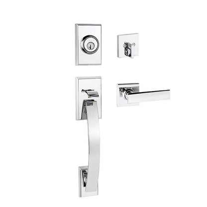 Kwikset - 800TVHXVDL - Tavaris Handleset w/ Vedani Lever - Rectangle Rose - Entrance - KW1 - SmartKey Technology - Grade 1 - UHS Hardware