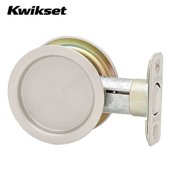 Kwikset - 93340 - Round Pocket Door Lock - 15 - Satin Nickel