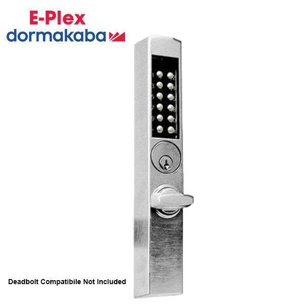 E-Plex - E3066 - Electronic Pushbutton Mortise Narrow-Stile Thumbturn Lock - Deadbolt - Schlage 'C' - Satin Chrome - Grade 1 - UHS Hardware