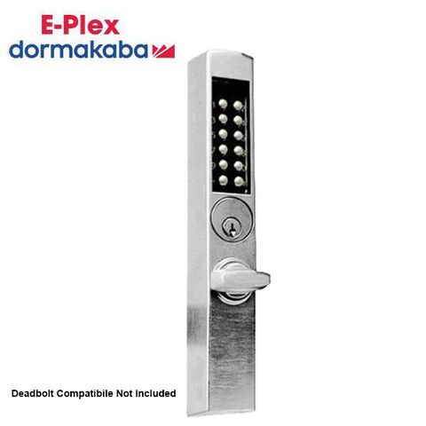 E-Plex - E3066 - Electronic Pushbutton Mortise Narrow-Stile Thumbturn Lock - Deadbolt - Schlage 'C' - Satin Chrome - Grade 1 - UHS Hardware