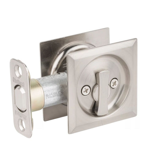 Kwikset - 93350 - Square  Pocket Door Lock - Privacy - 15 - Satin Nickel - UHS Hardware