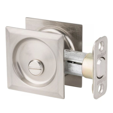 Kwikset - 93350 - Square Pocket Door Lock - 15 - Satin Nickel
