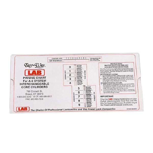 LAB - LSC001 - Easy Way I/Core Lock Pinning Slide Chart - A2 System - UHS Hardware