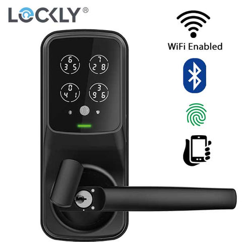 Lockly - PGD628WMB -  Secure PRO Biometric Electronic Lever Latch - Fingerprint Reader - Bluetooth - WiFi Hub - Matte Black - UHS Hardware