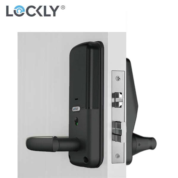 Lockly - PGD688FMB - Lux Compact - Mortise Smart Lock - Fingerprint Reader - Bluetooth - Matte Black - UHS Hardware