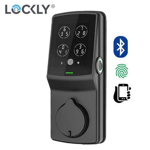 Lockly - PGD728FMB - Secure PLUS Biometric Electronic Deadbolt - Fingerprint Reader - Bluetooth - Matte Black - UHS Hardware