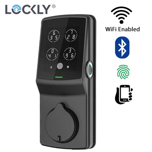 Lockly - PGD728WMB- Secure PRO Biometric Electronic Deadbolt - Fingerprint Reader - Bluetooth - WiFi Hub  - Matte Black - UHS Hardware