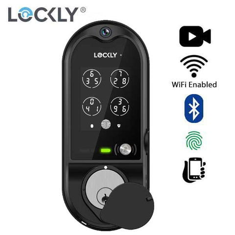 Lockly PGD798MB Vision Doorbell Video Camera Smart Lock Deadbolt Fingerprint Reader Bluetooth WiFi Hub Matte Black