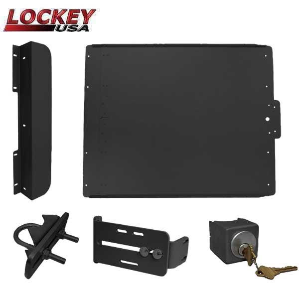 Lockey - ED50B - Edge Panic Shield Safety Kit - With Keyed Gate Box , Latch Protector and Jamb Stop - Black - UHS Hardware