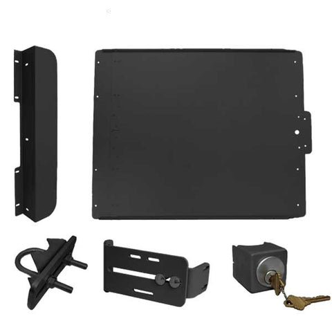 Lockey - ED50 - Edge Panic Shield Safety Kit - With Keyed Gate Box , Latch Protector and Jamb Stop - Silver - UHS Hardware