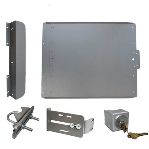 Lockey - ED50S - Edge Panic Shield Safety Kit - With Keyed Gate Box , Latch Protector and Jamb Stop - Silver - UHS Hardware