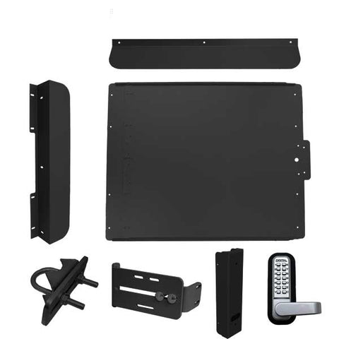 Lockey - ED60 - Edge Panic Shield Security Kit - With Jamb Stop , Keypad Lock and Gate Box  - Black - UHS Hardware