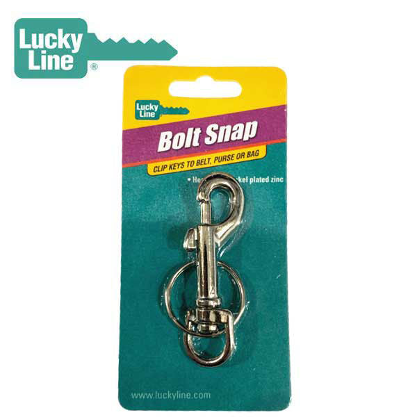 LuckyLine - 45101 - Bolt Snap with Split Key Ring - Nickel-Plated Zinc - 1 Retail Pack - UHS Hardware
