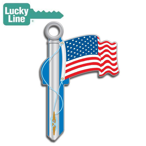 LuckyLine - B101K - Key Shapes - American Flag - Kwikset - KW1 - 5 Pack - UHS Hardware