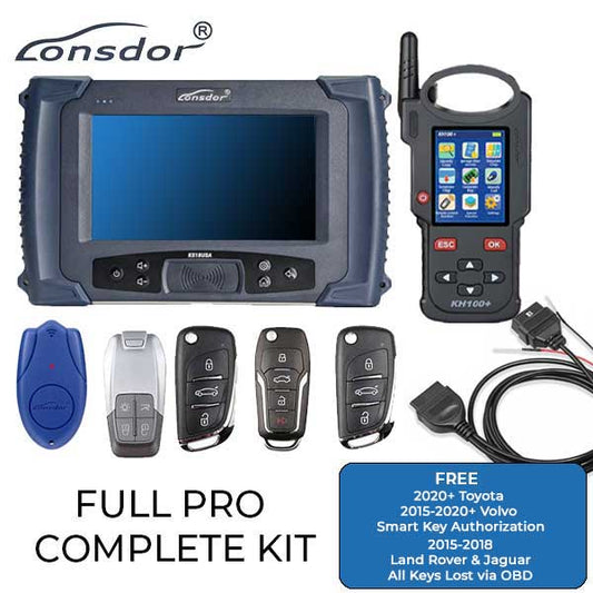 Lonsdor - K518USA Key Programmer - KH100+ Handheld Key Programmer - LKE Emulator w/ Bypass Cable - 1 Year FREE UPDATE - 2020 Toyota - Jaguar - Land Rover - Volvo - AKL - UHS Hardware