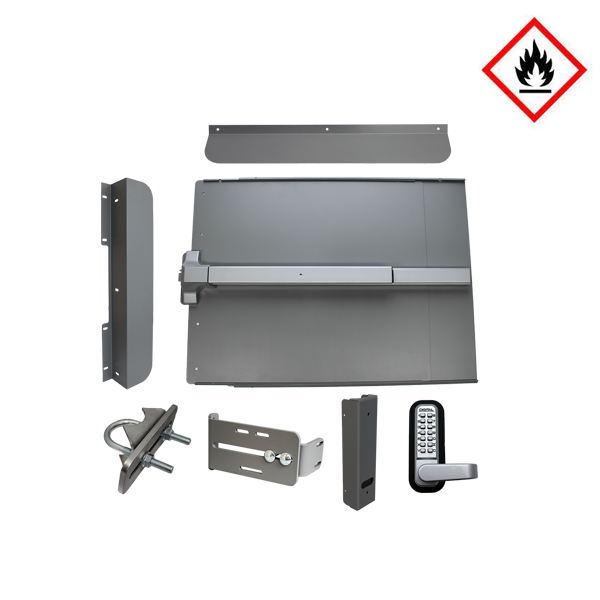 Lockey - ED61SF - Edge Panic Shield Security Kit - With PB1100 Panic Bar - Fire Rated - Silver - UHS Hardware