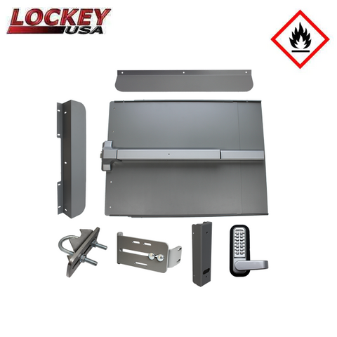 Lockey - ED61SF - Edge Panic Shield Security Kit - With PB1100 Panic Bar - Fire Rated - Silver - UHS Hardware