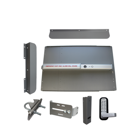 Lockey - ED65S - Edge Panic Shield Security Kit - With PB2500AL Alarmed Panic Bar - Silver - UHS Hardware