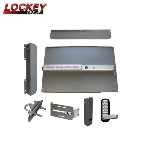 Lockey - ED65S - Edge Panic Shield Security Kit - With PB2500AL Alarmed Panic Bar - Silver - UHS Hardware