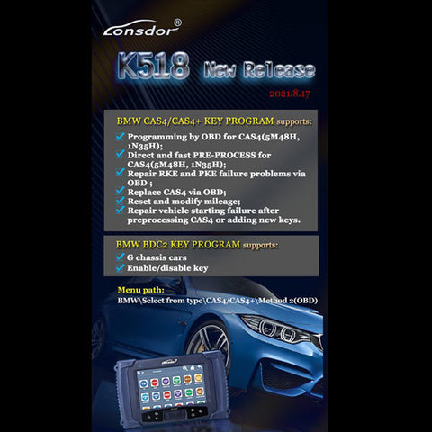 Lonsdor - K518USA Key Programmer - KH100+ Handheld Key Programmer - LKE Emulator w/ Bypass Cable - 1 Year FREE UPDATE - 2020 Toyota - Jaguar - Land Rover - Volvo - AKL - UHS Hardware