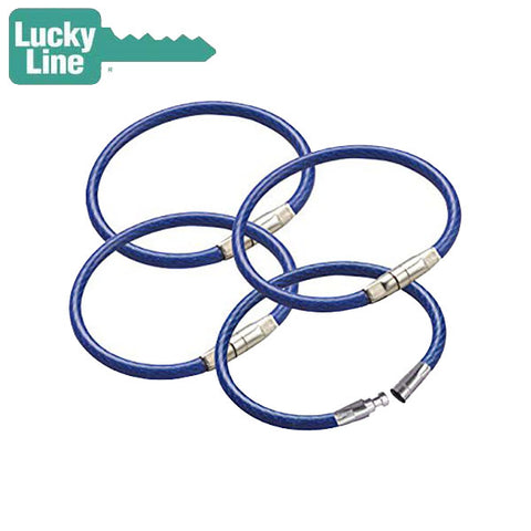 LuckyLine - 80830 - 4-1/4"  Locking Cable Key Ring - Blue - 25 Pack - UHS Hardware