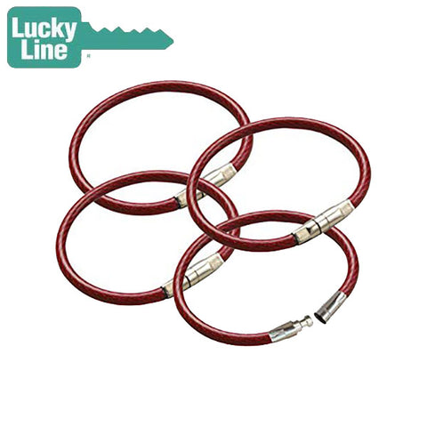 LuckyLine - 80870 - 4-1/4"  Locking Cable Key Ring - Red - 25 Pack - UHS Hardware