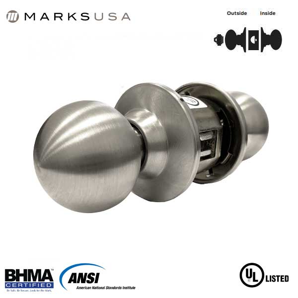 Marks USA - 210F-D1 - 10 LINE Commercial Knobset - 2 3/4" Backset - 32D - Satin Stainless Steel - Storeroom - 2" Doors  - Grade 2 - UHS Hardware