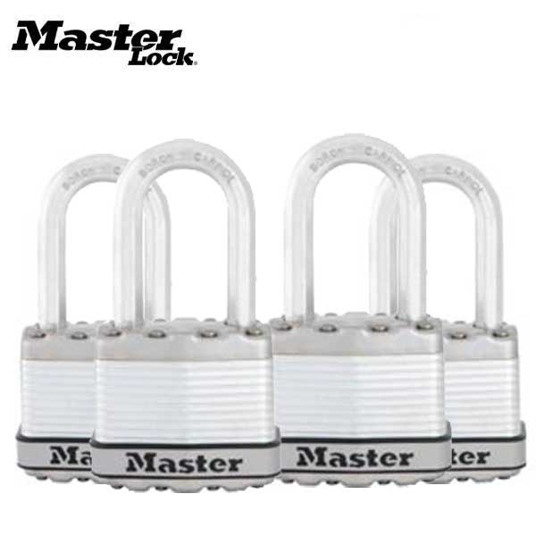 Master Lock - Padlock # 1 - 1-3/4" (44mm) Wide Laminated Steel - 1.5 " Shackle - Keyed Alike (4 Pack) - UHS Hardware