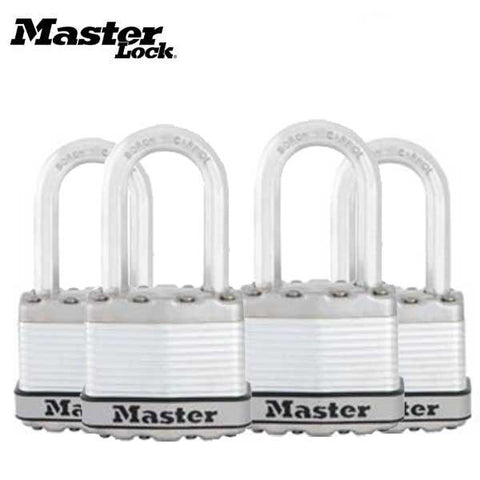 Master Lock - Padlock # 1 - 1-3/4" (44mm) Wide Laminated Steel - 1.5 " Shackle - Keyed Alike (4 Pack) - UHS Hardware