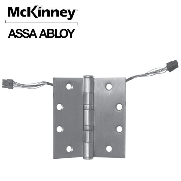 McKinney - TA314 - Full Mortise Hinge - 3 Knuckle - 4.5 "x 4.5" - Standard Weight - ElectroLynx Connector - Stainless Steel - UHS Hardware