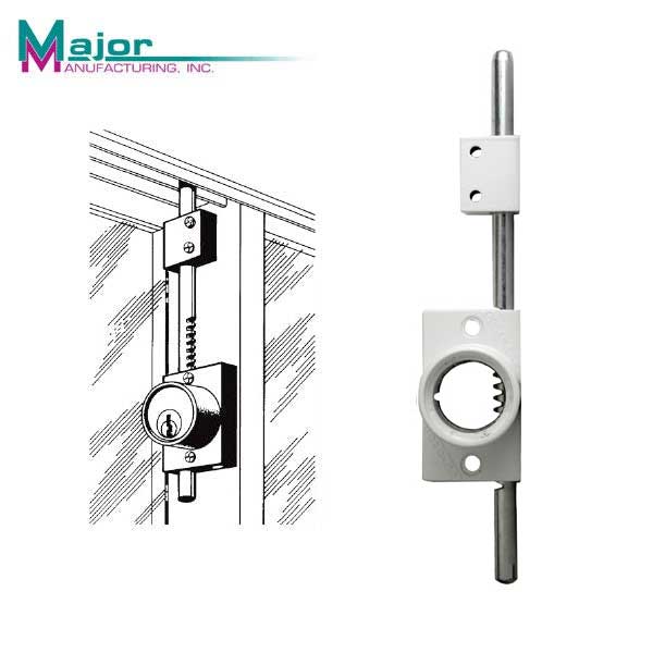Major Mfg - The Octopod - 9" Lock Bar - Less Cylinder - for Sliding Patio Doors and Windows - White Powdercoat - UHS Hardware