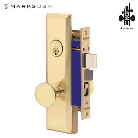 Marks USA -114A/3 - Metro Mortise Knob Lock - US3 - 7-5/8" x 1-1/16"- Entrance - RH - UHS Hardware