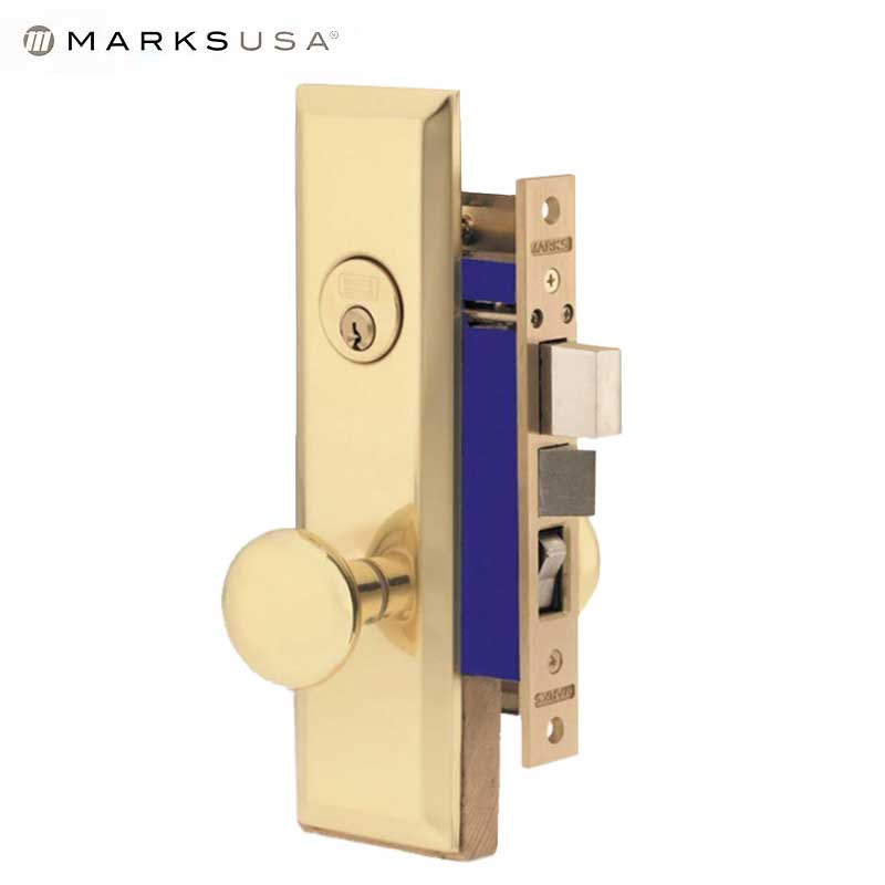 Marks USA -114A/3 - Metro Mortise Knob Lock - US3 - 7-5/8" x 1-1/16"- Entrance - RH - UHS Hardware