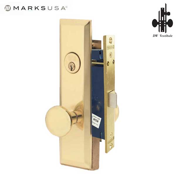 Marks USA -114DW/3 - Metro Mortise Knob Lock - US3 - 7-5/8" x 1-1/16"- Vestibule - LH - UHS Hardware